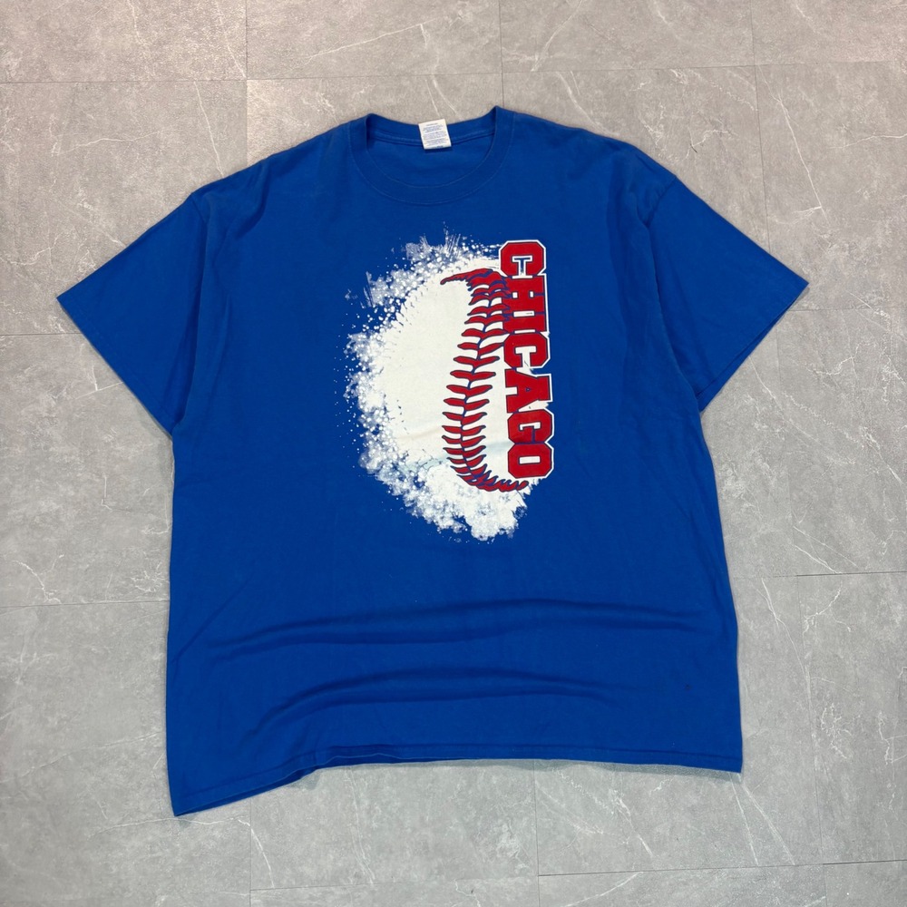 Port & Company Chicago Baseball Graphic T-Shirt Mens 2XL Blue Short Sleeve Tee